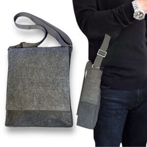 Crate&Barrel Charcoal Gray Felt Large Messenger Crossbody Bag